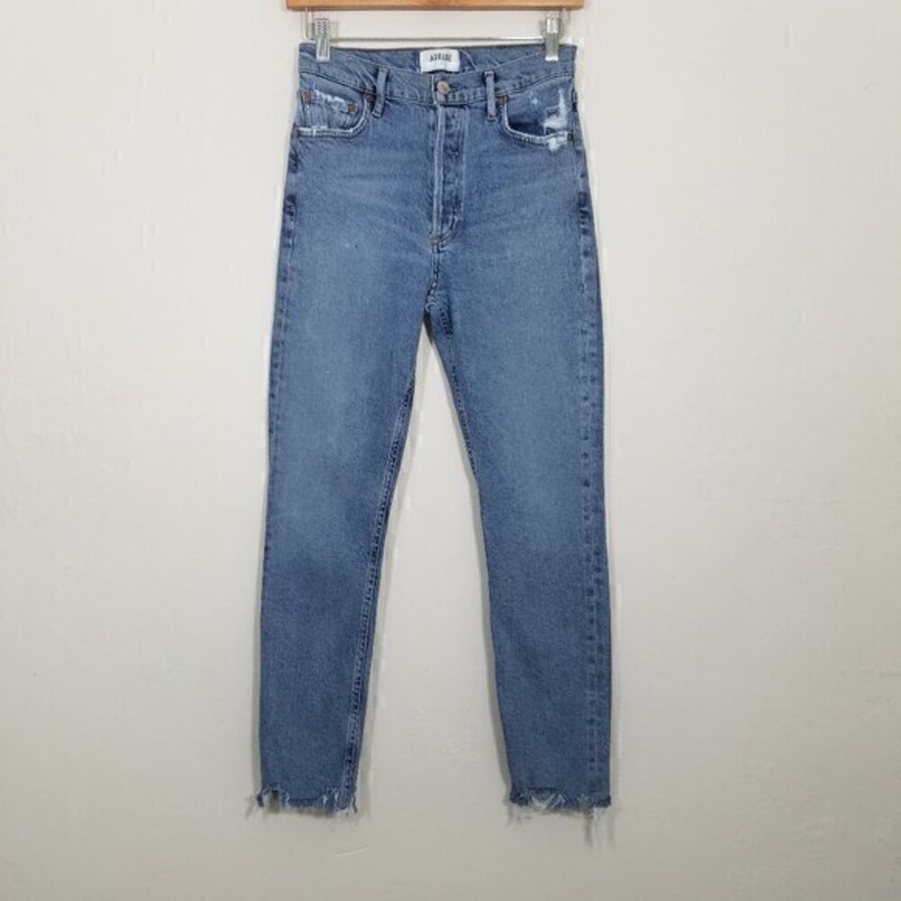 Agolde Button Fly High Rise Jeans Stretch Blue Size 25